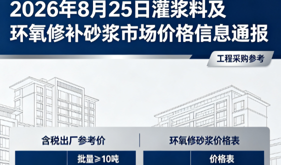 始兴2026年8月25日灌浆料及环氧修补砂浆市场价格信息通报